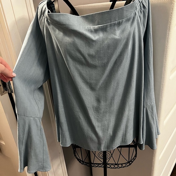 Denim Off the Shoulder Blouse - Picture 2 of 3